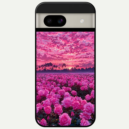  Rose Sunset Valley Glass Case For Google Pixel 8A back cover – full design glossy printed glass finish