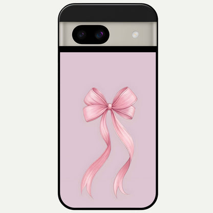  Soft Blush Bow Glass Case For Google Pixel 8A back cover – full design glossy printed glass finish
