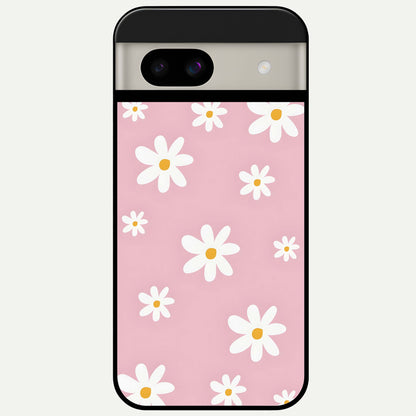  Soft Daisy Bliss Glass Case For Google Pixel 8A back cover – full design glossy printed glass finish
