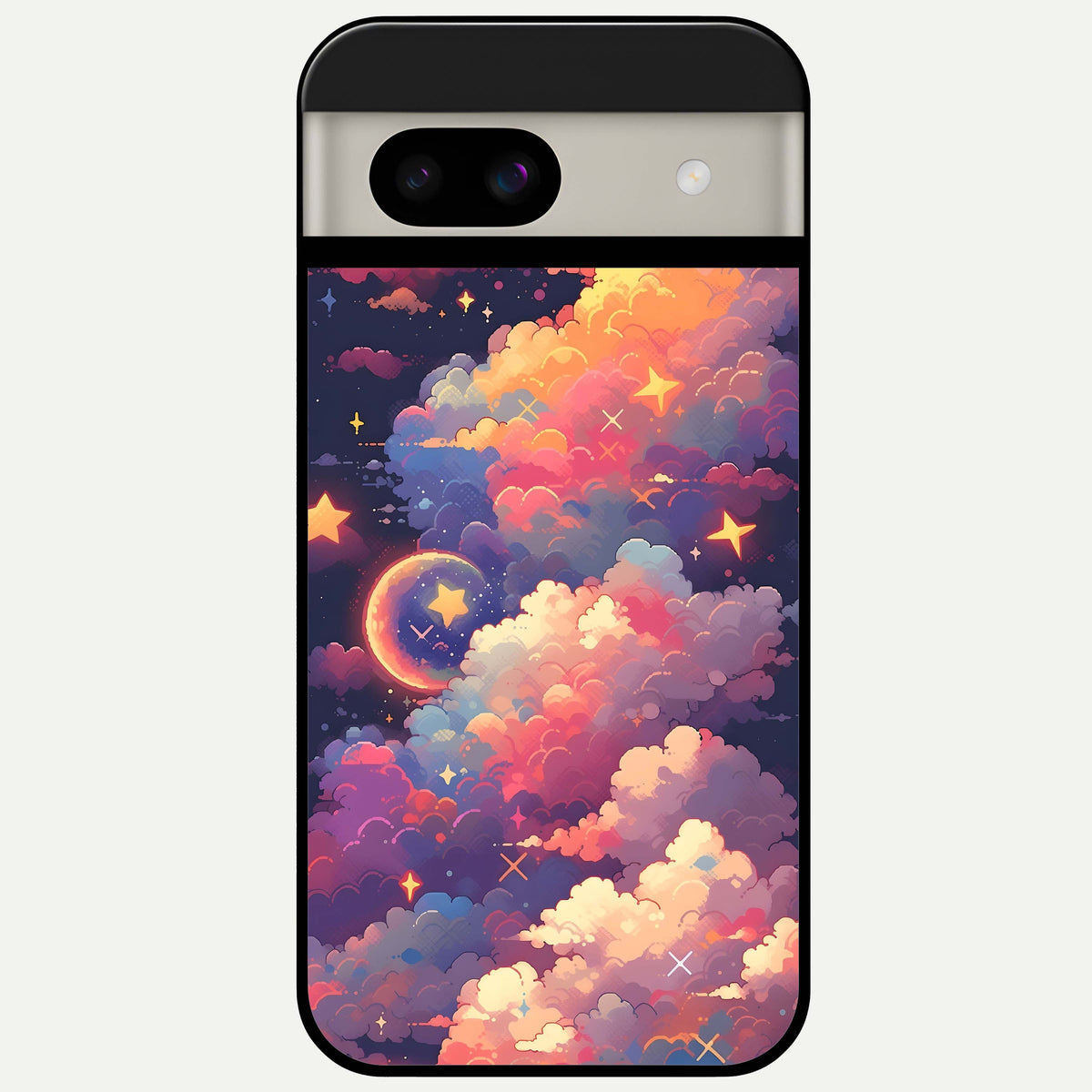  Starlit Dream Clouds Glass Case For Google Pixel 8A back cover – full design glossy printed glass finish