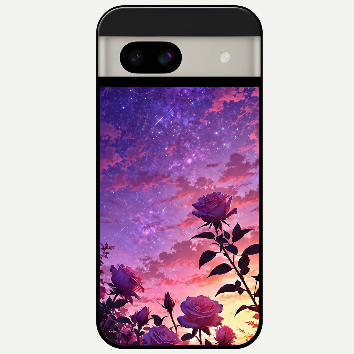  Starlit Rose Twilight Glass Case For Google Pixel 8A back cover – full design glossy printed glass finish