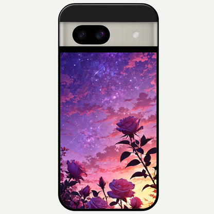  Starlit Rose Twilight Glass Case For Google Pixel 8A back cover – full design glossy printed glass finish