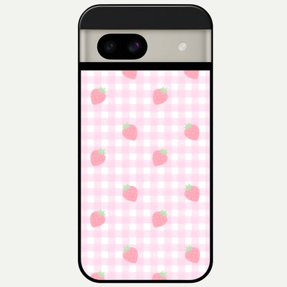  Strawberry Picnic Love Glass Case For Google Pixel 8A back cover – full design glossy printed glass finish