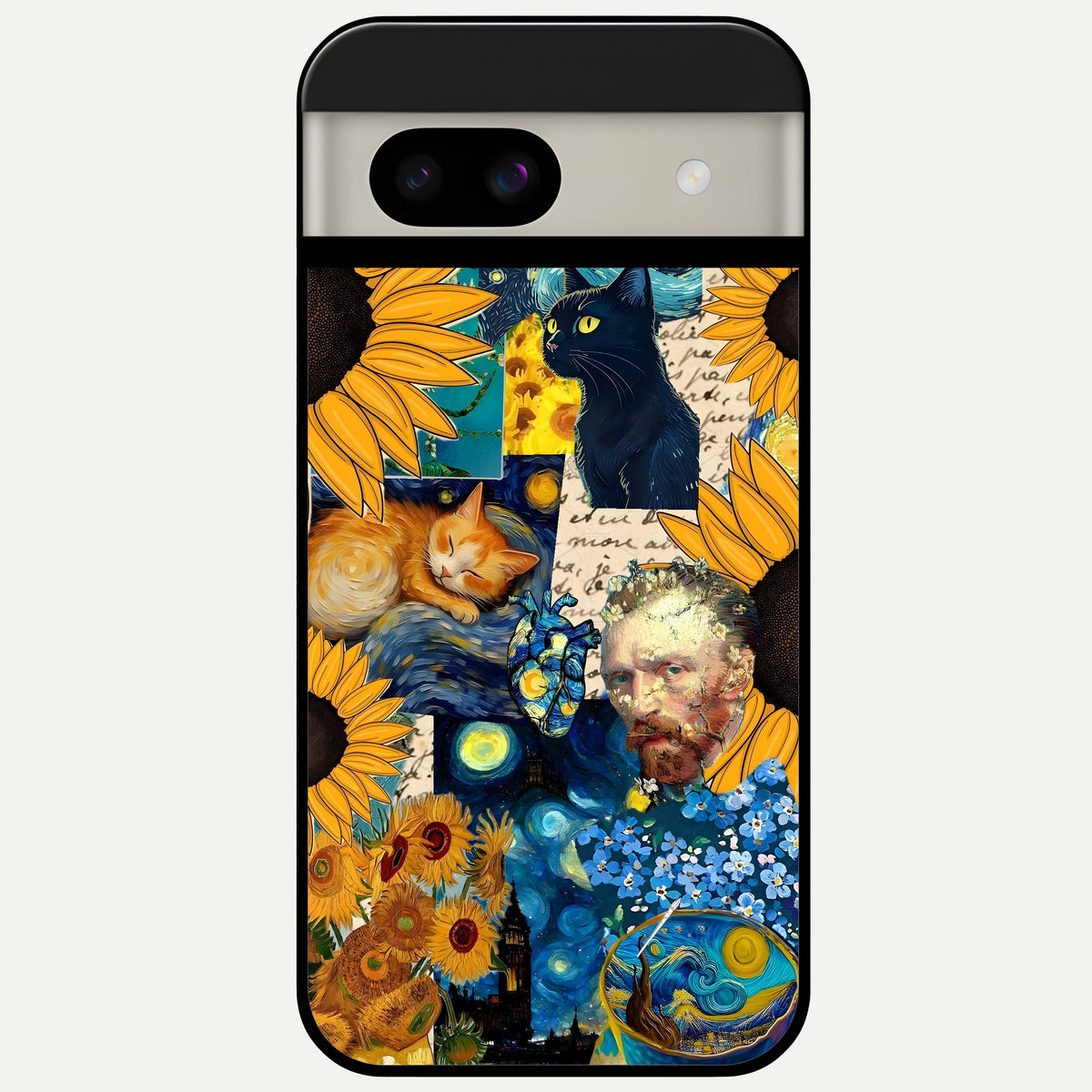  Sunflower Chic Mood Custom Name Glass Case For Google Pixel 8A back cover – full design glossy printed glass finish