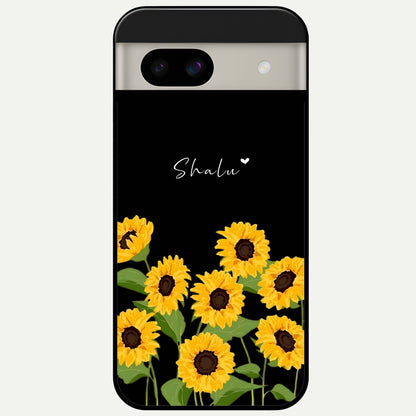 Sunflower Sky Bloom Glass Case For Google Pixel 8A back cover – full design glossy printed glass finish