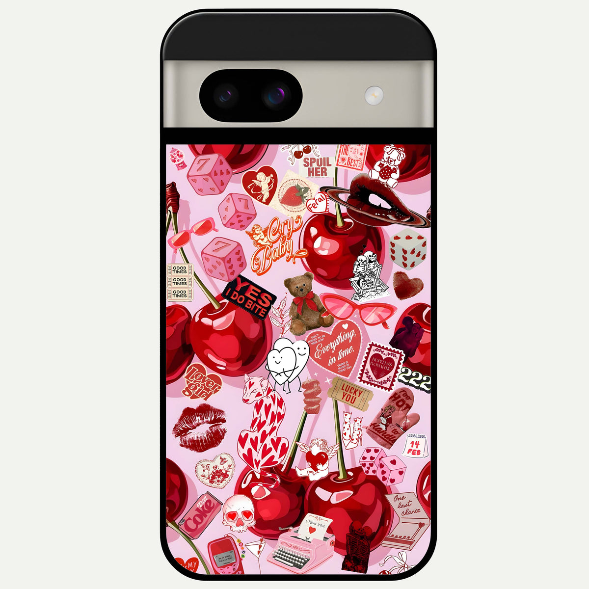  Sweet Cherry Chaos Glass Case For Google Pixel 8A back cover – full design glossy printed glass finish