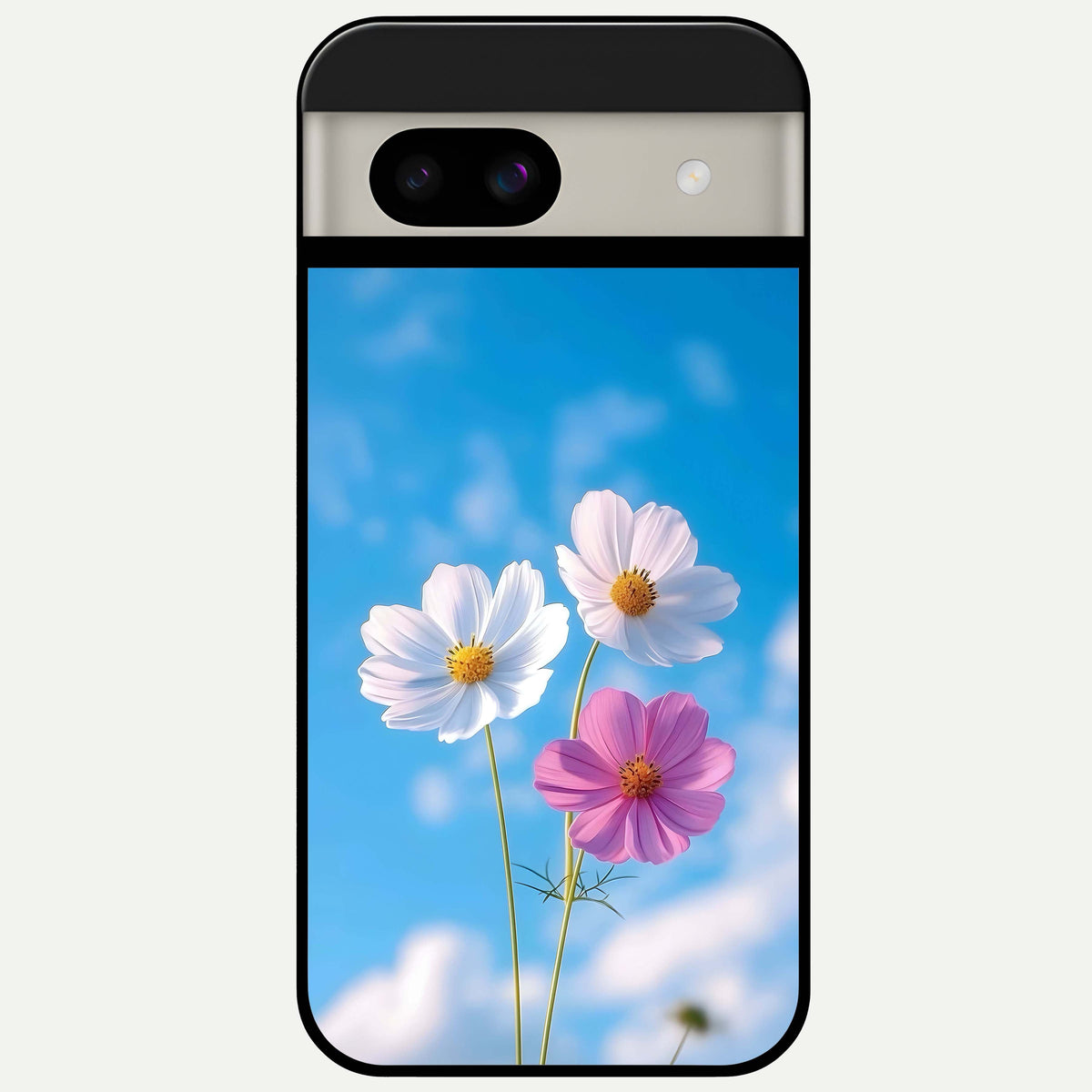  Tripple Flowers With Sky Glass Case For Google Pixel 8A back cover – full design glossy printed glass finish
