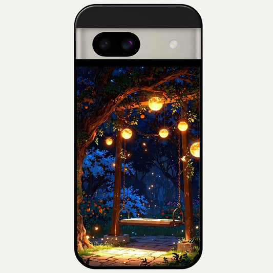  Twilight Garden Swing Glass Case For Google Pixel 8A back cover – full design glossy printed glass finish