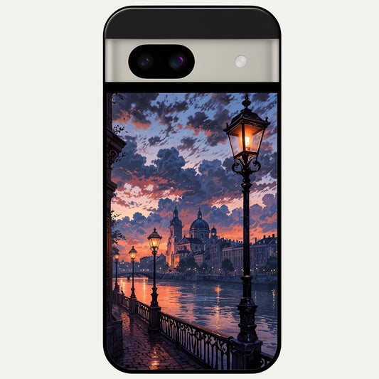  Twilight River Lights Glass Case For Google Pixel 8A back cover – full design glossy printed glass finish