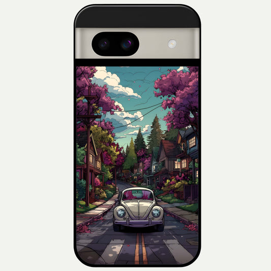 Vintage Street Drive Glass Case For Google Pixel 8A back cover – full design glossy printed glass finish