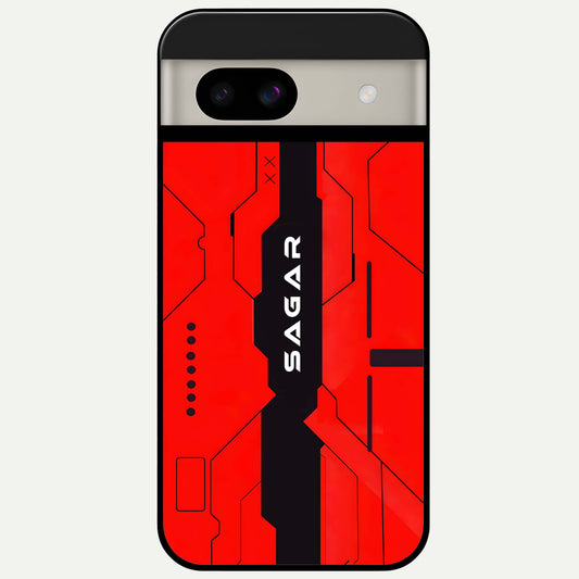  Voltage Rise CYBERPUNK Custom Name Glass Case For Google Pixel 8A back cover – personalized glossy printed glass finish