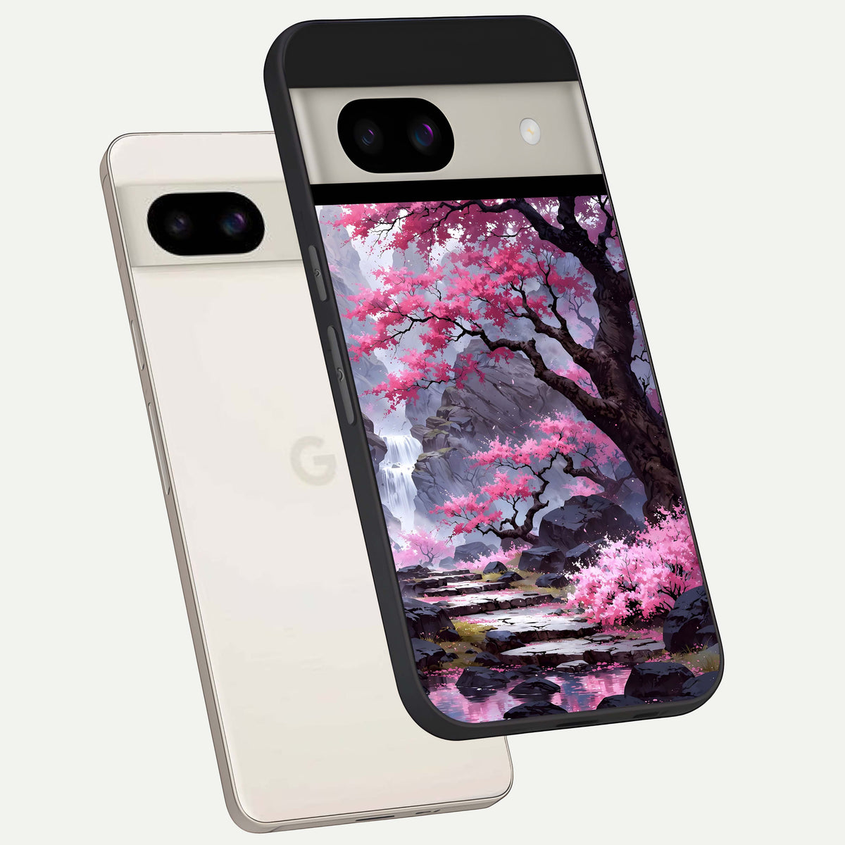  Pink Sunflower Glow back cover For Google Pixel 8A slim fit glass case with vibrant aesthetic design