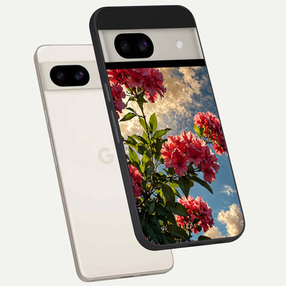  Red Bloom Skies back cover For Google Pixel 8A slim fit glass case with vibrant aesthetic design