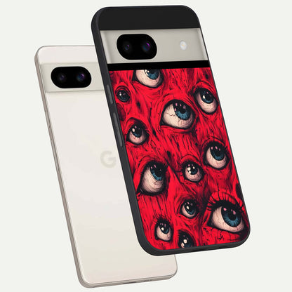  Red Eyes Pattern back cover For Google Pixel 8A slim fit glass case with vibrant aesthetic design
