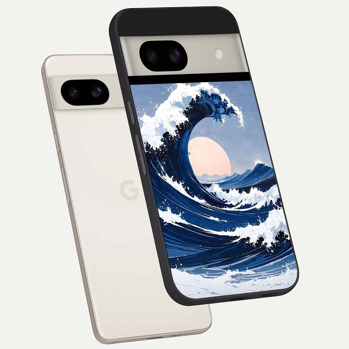  Rising Tide Power back cover For Google Pixel 8A slim fit glass case with vibrant aesthetic design