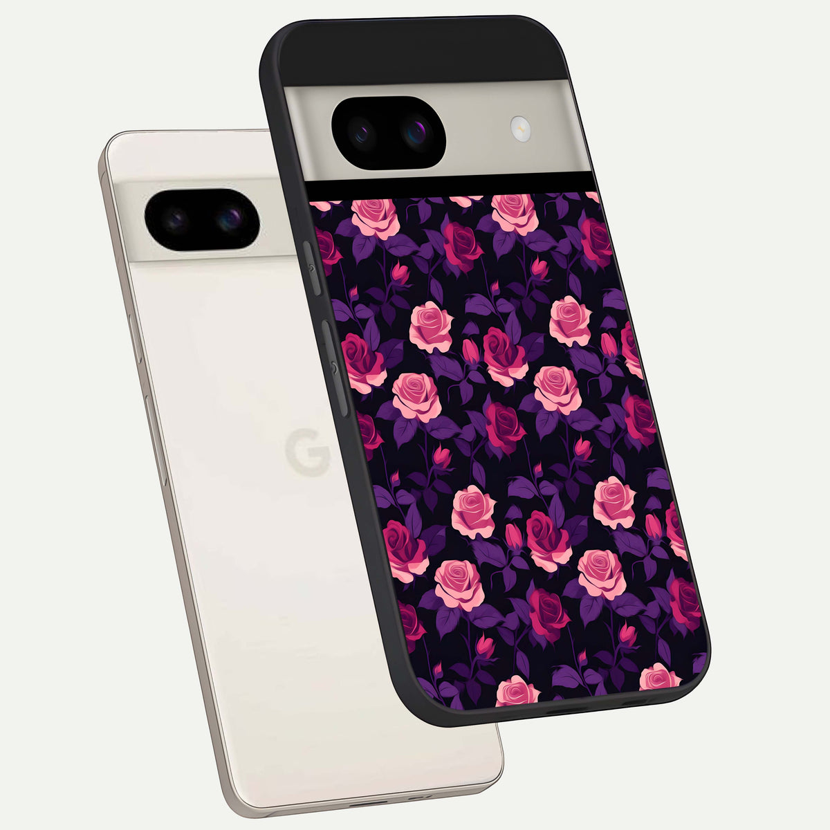  Rose Garden Twilight back cover For Google Pixel 8A slim fit glass case with vibrant aesthetic design