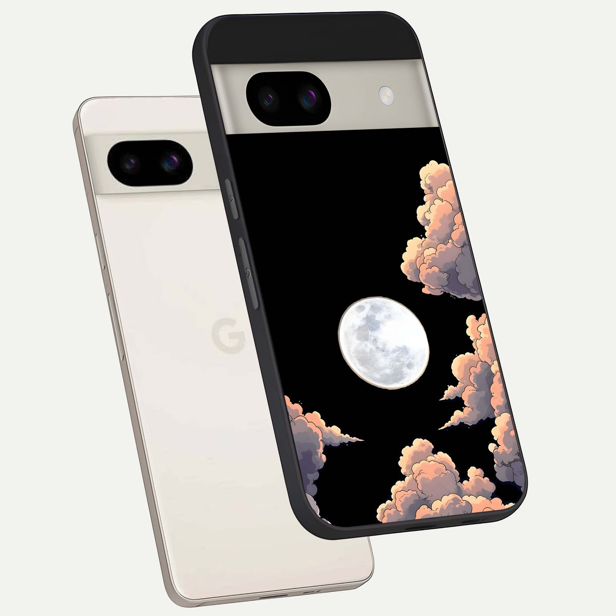  Shade Cloud Moon back cover For Google Pixel 8A slim fit glass case with vibrant aesthetic design