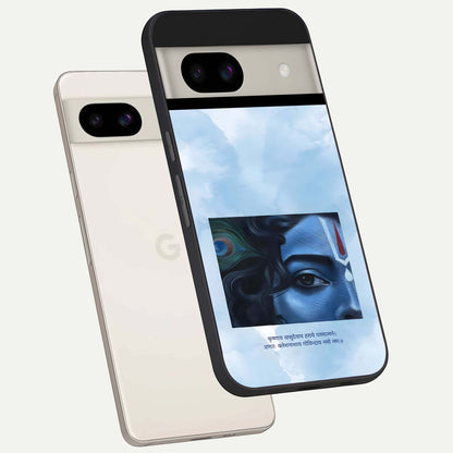  Spiritual Krishna back cover For Google Pixel 8A slim fit glass case with vibrant aesthetic design