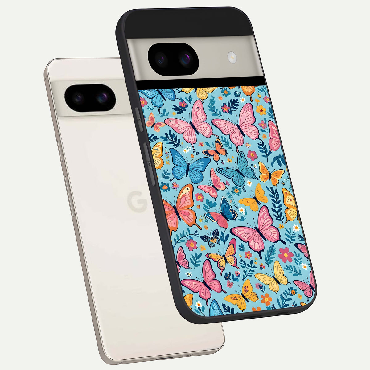  Spring Wing Garden back cover For Google Pixel 8A slim fit glass case with vibrant aesthetic design