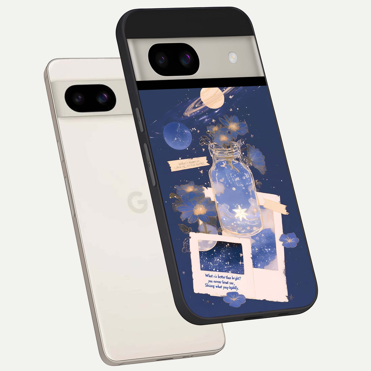  Starlit Cosmic Jar back cover For Google Pixel 8A slim fit glass case with vibrant aesthetic design