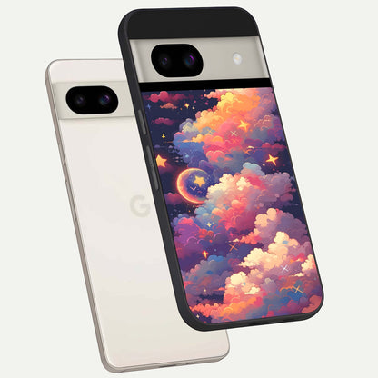  Starlit Dream Clouds back cover For Google Pixel 8A slim fit glass case with vibrant aesthetic design