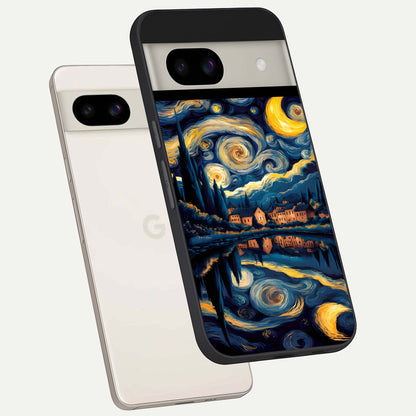  Starry Sky Serenity back cover For Google Pixel 8A slim fit glass case with vibrant aesthetic design