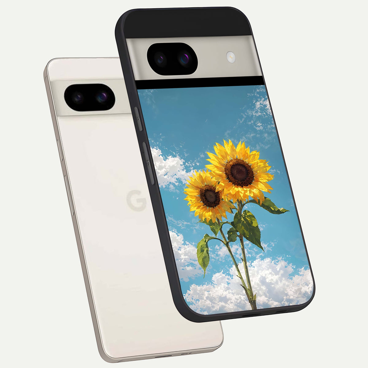  Sunlit Daisy Glow back cover For Google Pixel 8A slim fit glass case with vibrant aesthetic design