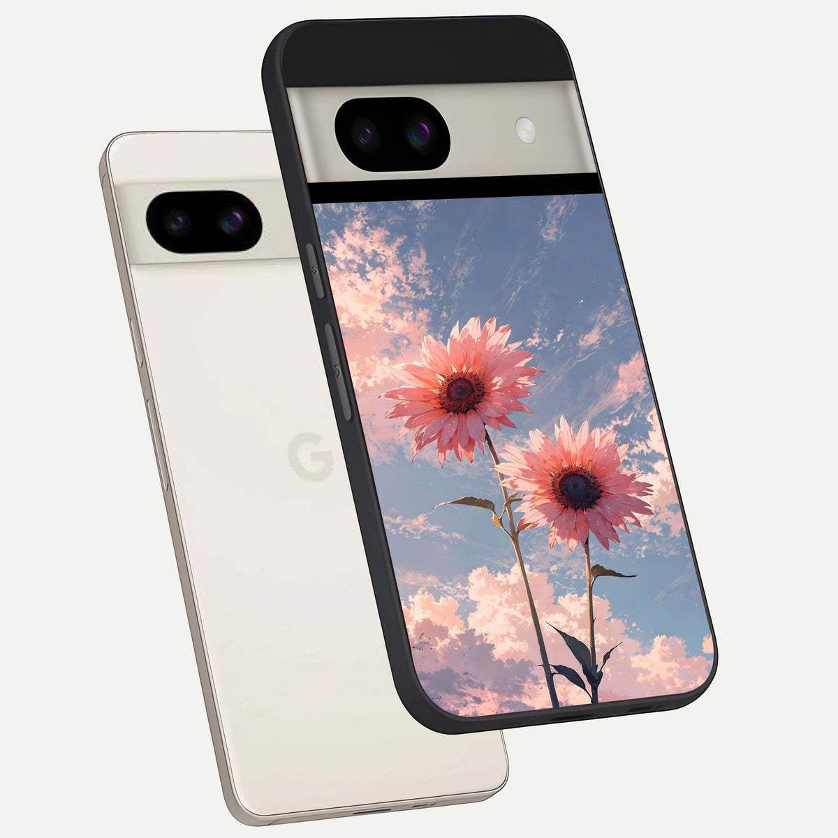  Sun Moon Balance back cover For Google Pixel 8A slim fit glass case with vibrant aesthetic design