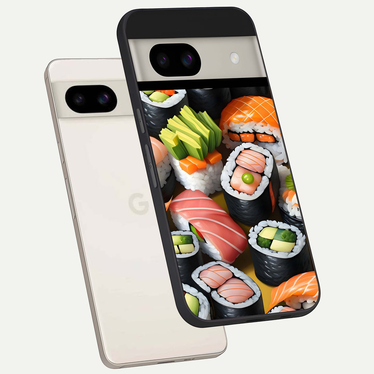  Sushi Food Pattern back cover For Google Pixel 8A slim fit glass case with vibrant aesthetic design