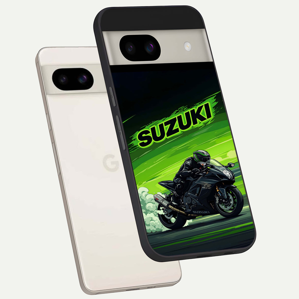  Suzuki Speed Beast back cover For Google Pixel 8A slim fit glass case with vibrant aesthetic design