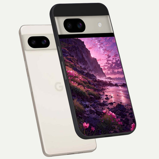  Twilight Blossom Coast back cover For Google Pixel 8A slim fit glass case with vibrant aesthetic design