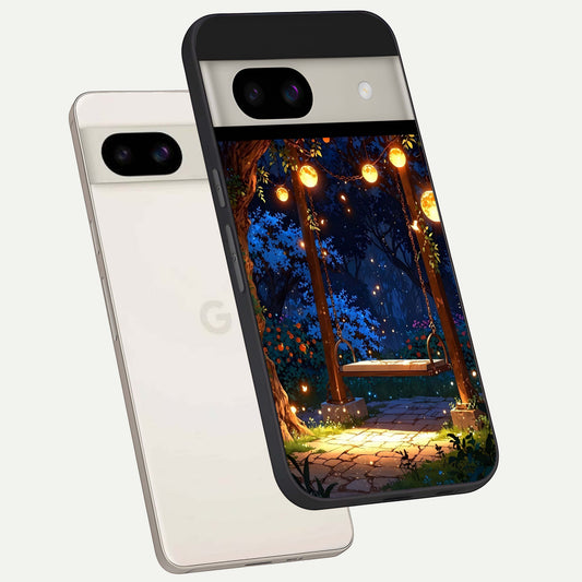  Twilight Garden Swing back cover For Google Pixel 8A slim fit glass case with vibrant aesthetic design