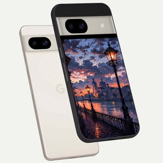  Twilight River Lights back cover For Google Pixel 8A slim fit glass case with vibrant aesthetic design