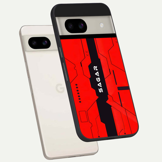  Voltage Rise CYBERPUNK Custom Name back cover For Google Pixel 8A slim fit personalized glass case with bold cyberpunk design