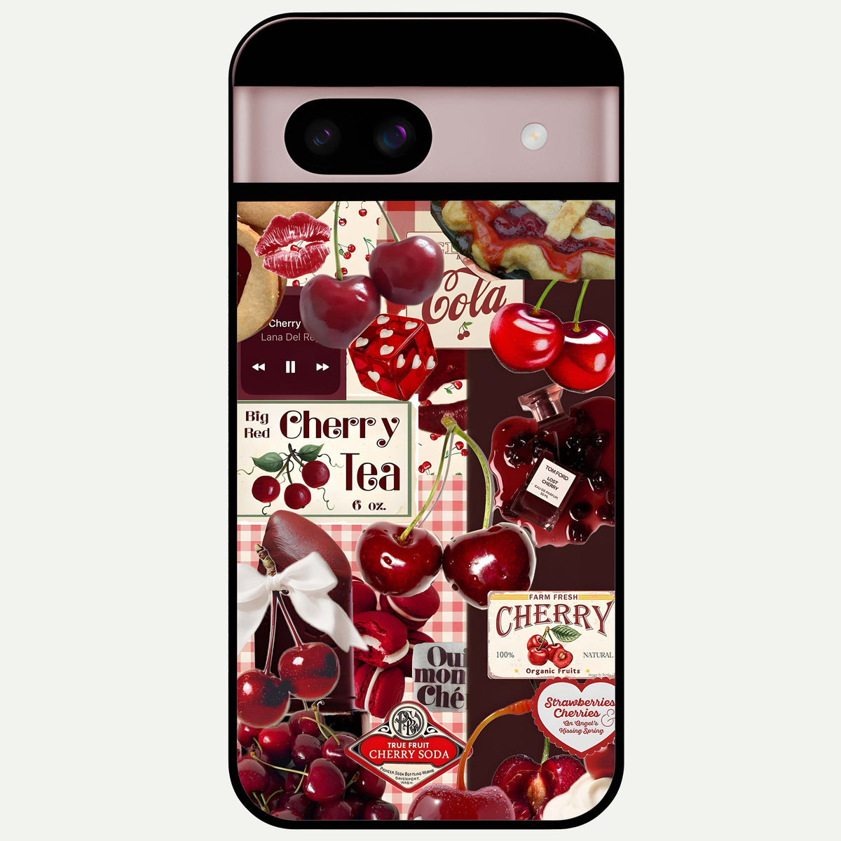  Aesthetic Cherry Tea Glass Case For Google Pixel 8 back cover – full design glossy printed glass finish