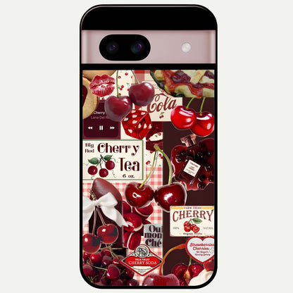  Aesthetic Cherry Tea Glass Case For Google Pixel 8 back cover – full design glossy printed glass finish