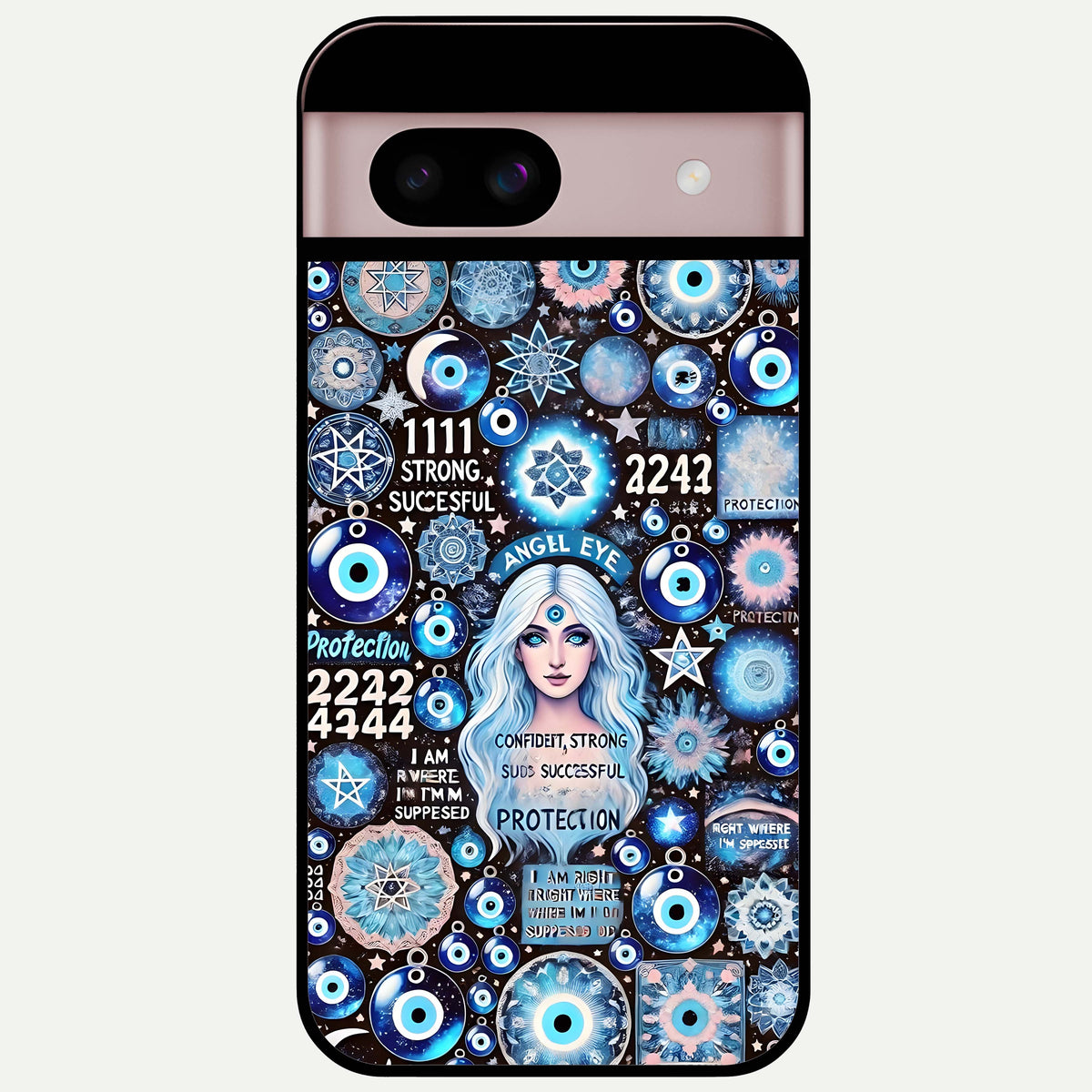  Angel Aura Shield Glass Case For Google Pixel 8 back cover – full design glossy printed glass finish