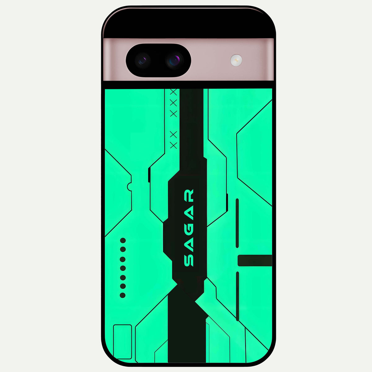  Aqua Tech CYBERPUNK Custom Name Glass Case For Google Pixel 8 back cover – full design glossy printed glass finish