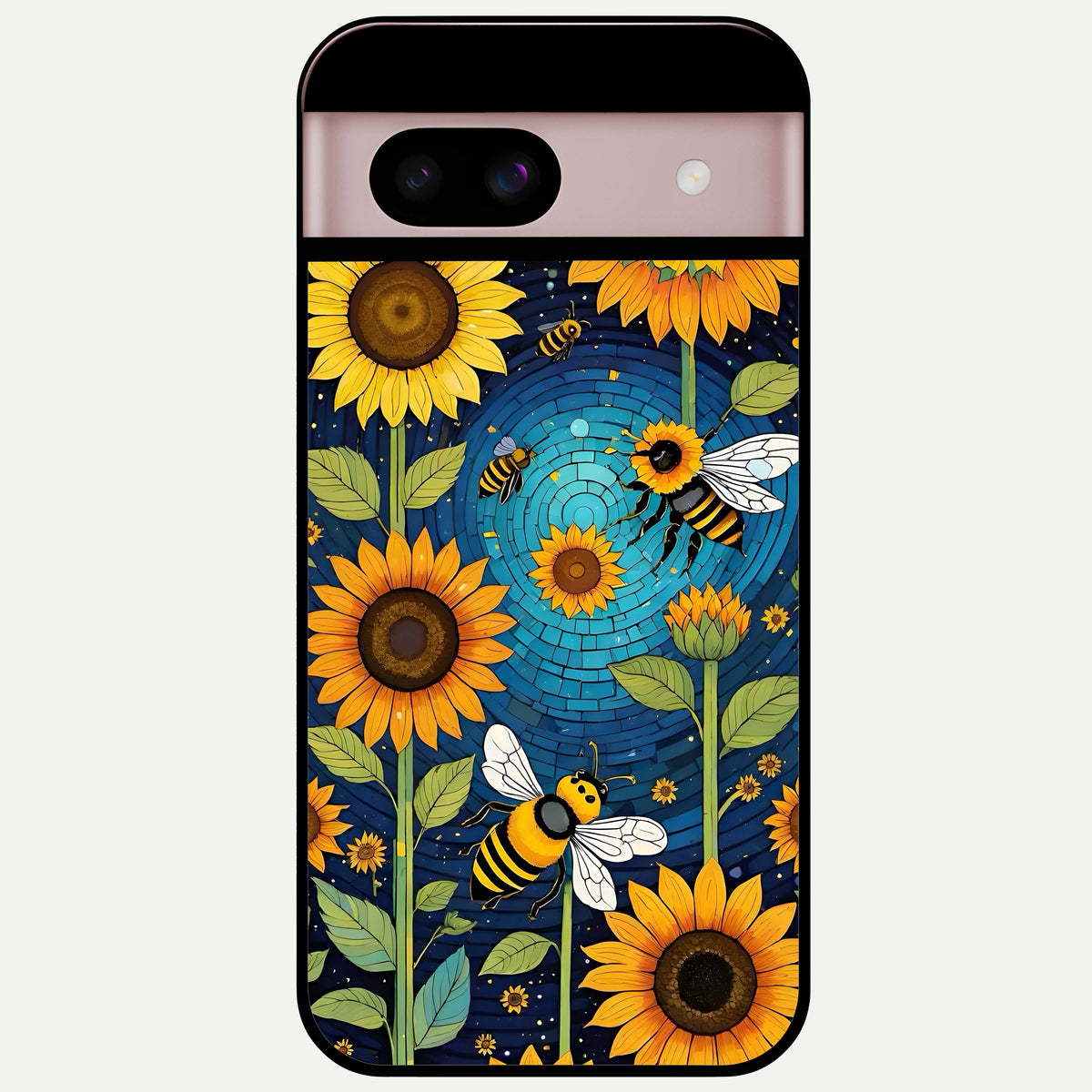  Bees And Sunflowers Glass Case For Google Pixel 8 back cover – full design glossy printed glass finish