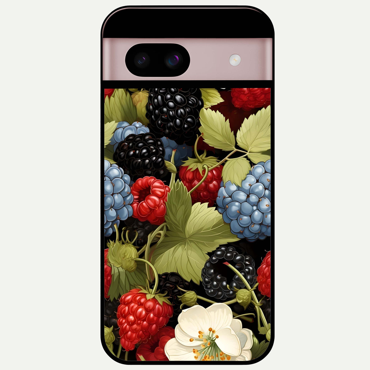  Berry Bloom Charm Glass Case For Google Pixel 8 back cover – full design glossy printed glass finish
