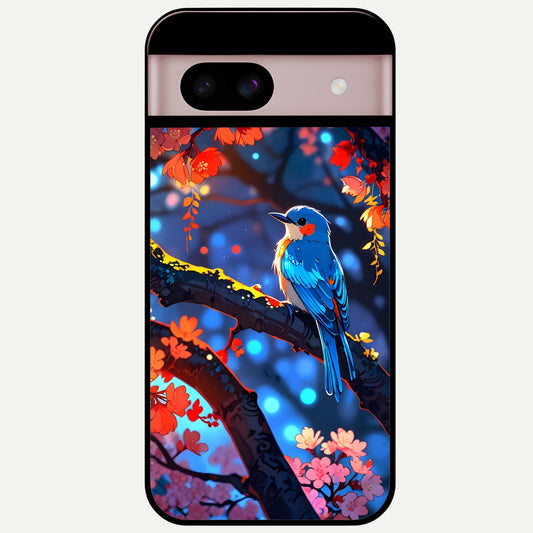  Blooming Water Drift Glass Case For Google Pixel 8 back cover – full design glossy printed glass finish