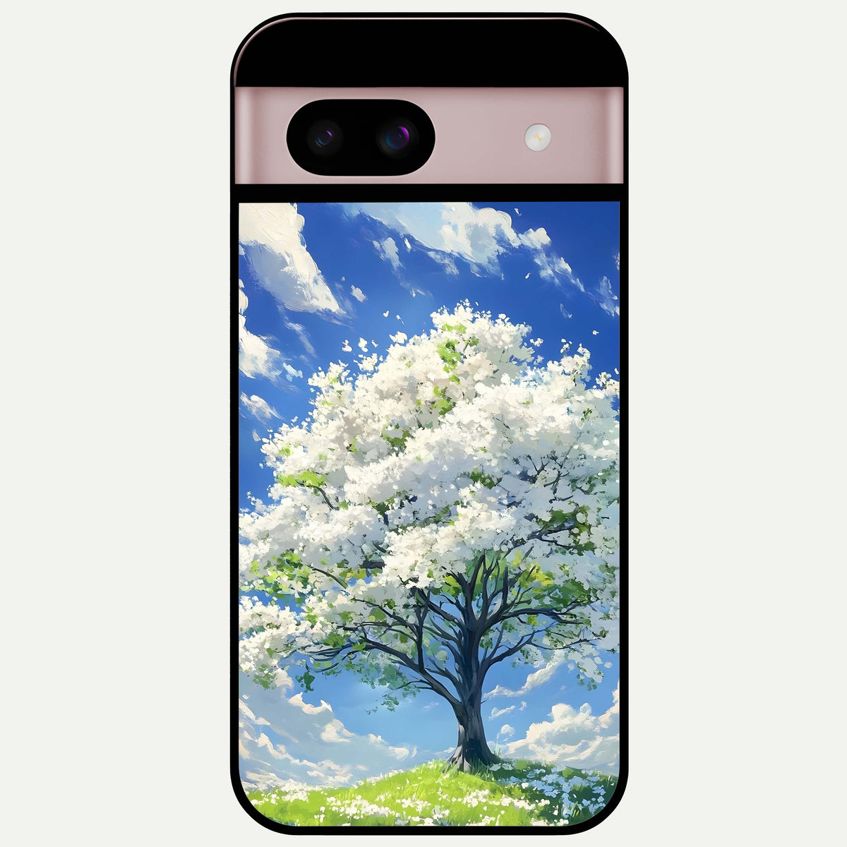  Blossom Sky Serenity Glass Case For Google Pixel 8 back cover – full design glossy printed glass finish