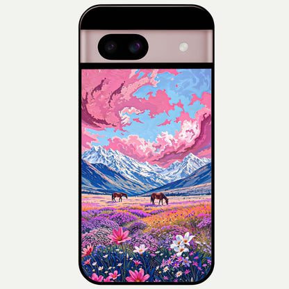  Blossom Valley Dream Glass Case For Google Pixel 8 back cover – full design glossy printed glass finish
