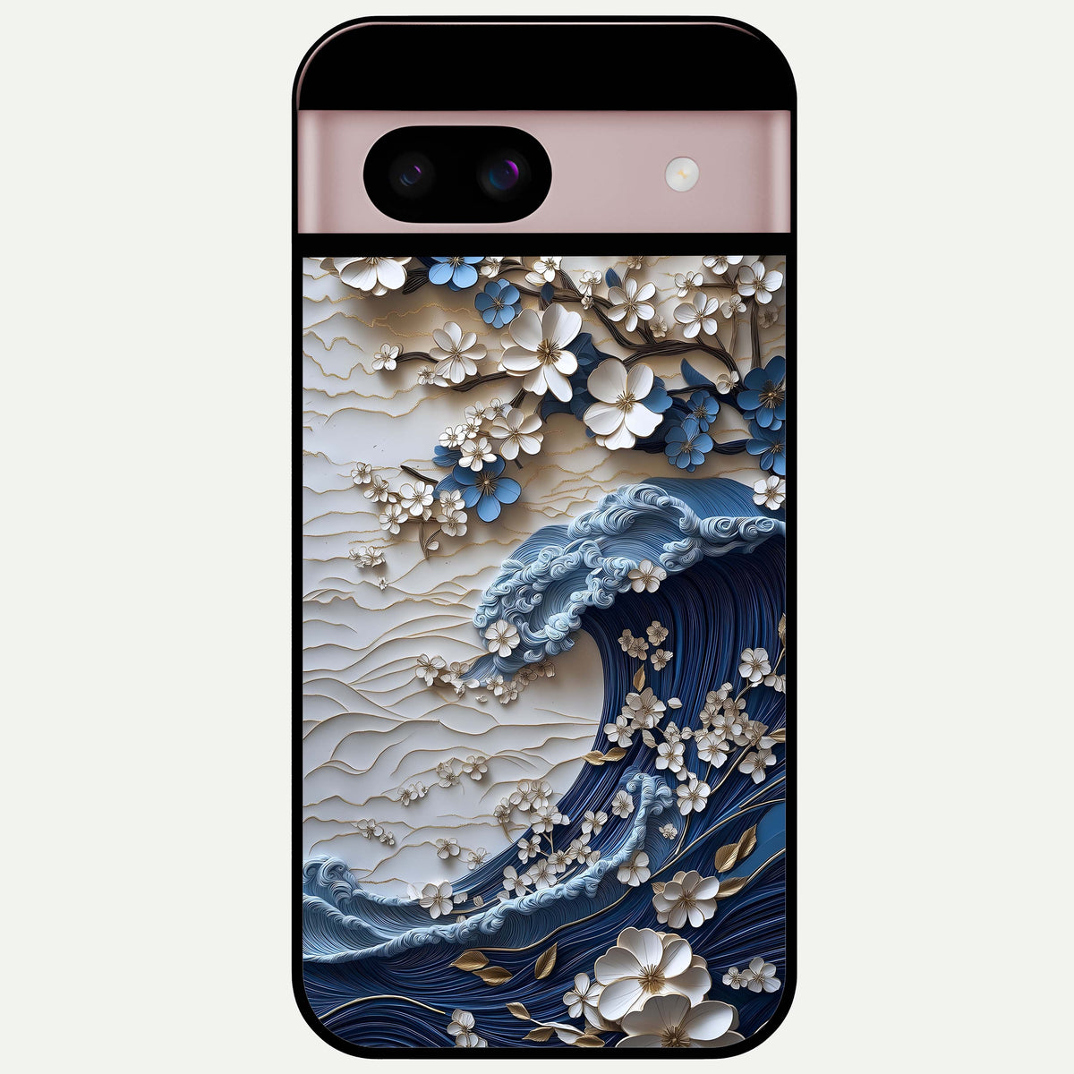  Blossom Wave Art Glass Case For Google Pixel 8 back cover – full design glossy printed glass finish