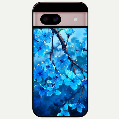  Blue Blossoms Branch Glass Case For Google Pixel 8 back cover – full design glossy printed glass finish