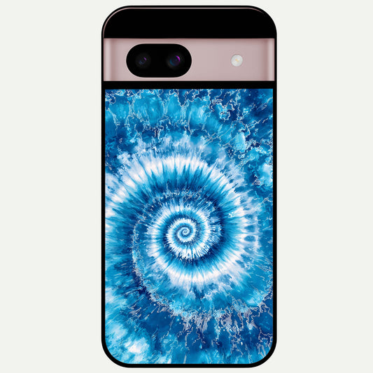 Blue Galaxy Wave Glass Case For Google Pixel 8 back cover – full design glossy printed glass finish