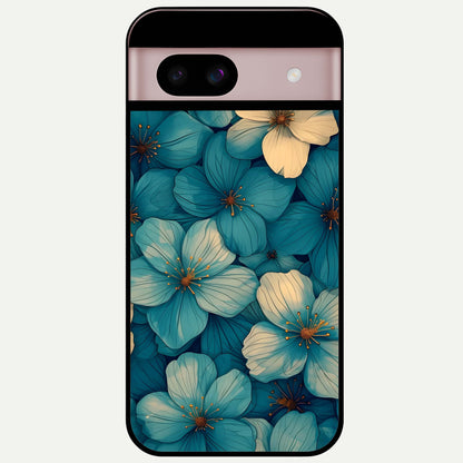  Blue Shade Floral Glass Case For Google Pixel 8 back cover – full design glossy printed glass finish