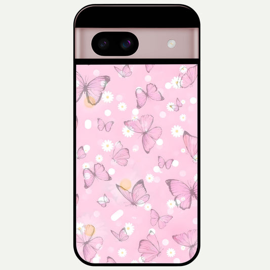  Blush Butterfly Garden Glass Case For Google Pixel 8 back cover – full design glossy printed glass finish