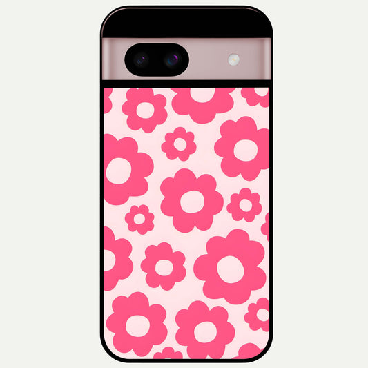  Blush Flower Pop Glass Case For Google Pixel 8 back cover – full design glossy printed glass finish