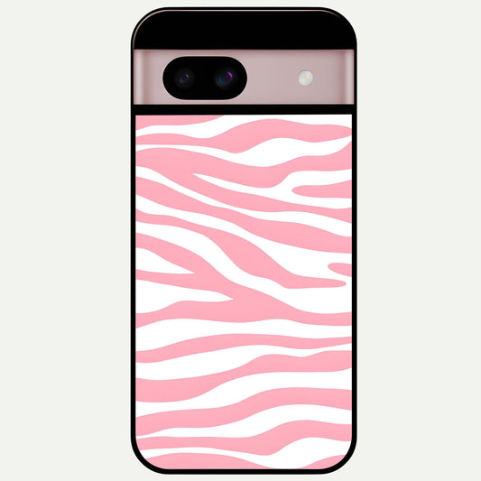  Blush Zebra Flow Glass Case For Google Pixel 8 back cover – full design glossy printed glass finish